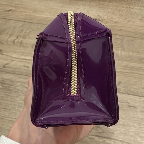 Ted Baker Aker Purple Oxblood pencil case bow patent glossy pouch cosmetic bag - Picture 3 of 8